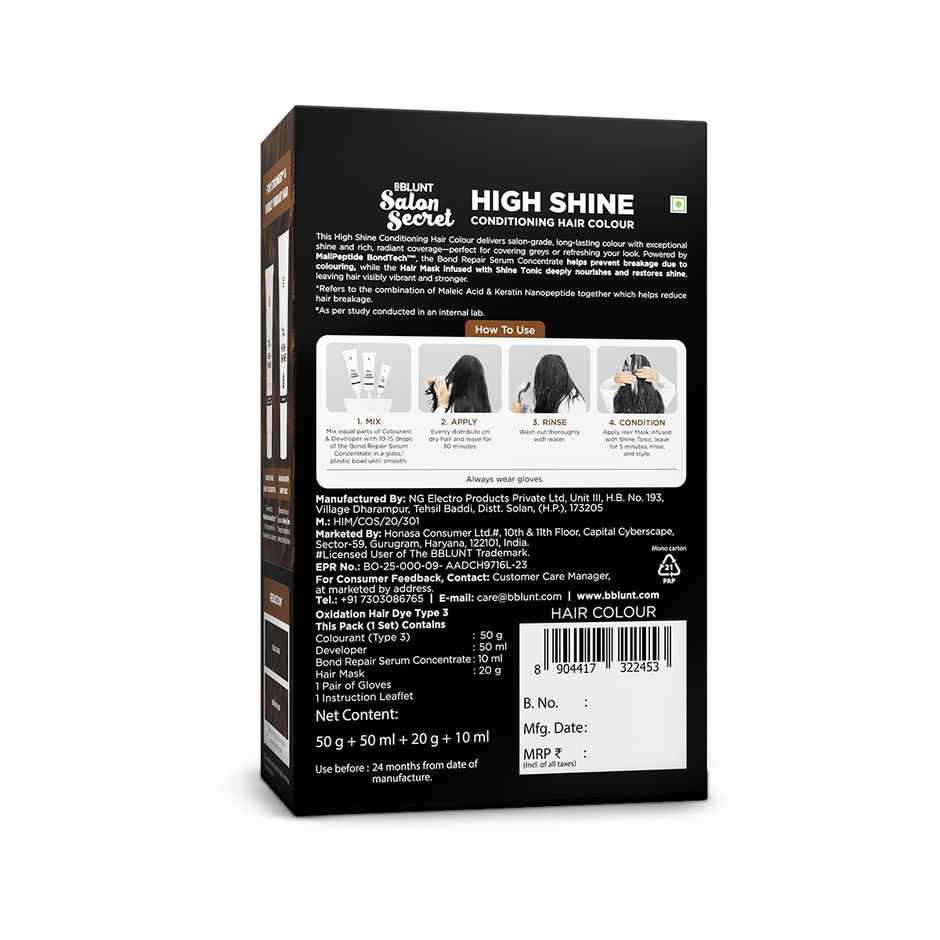 Bblunt Salon Secret High Shine Conditioning Hair Colour | Honey Light Golden Brown