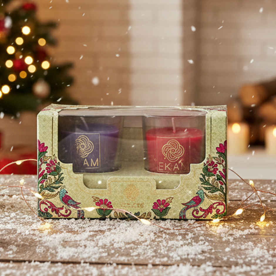 Ekam Scented Votive Candle 2 pc Lavender & Sandalwood, Rose & Lily