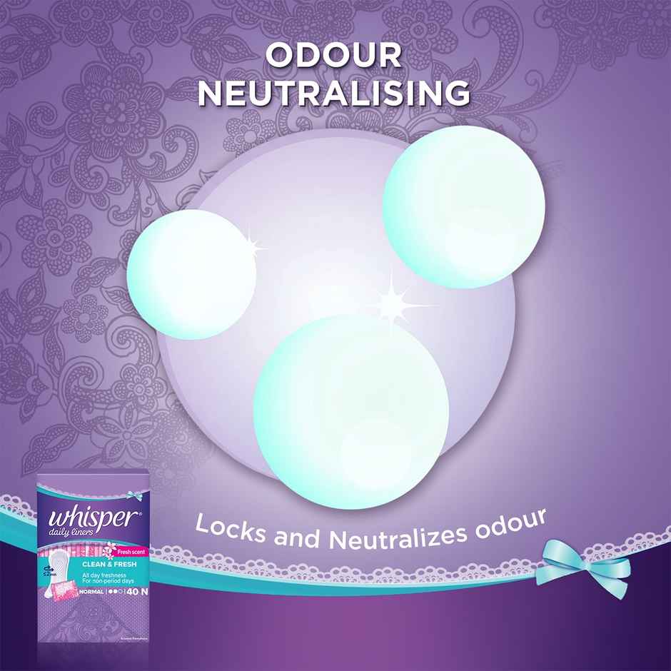 Whisper Clean and Fresh Daily Liners, 40 panty liners for women