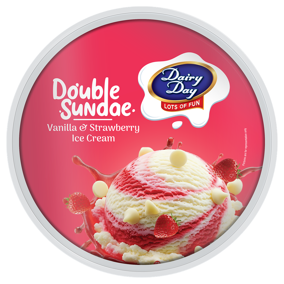 Dairy Day Vanilla & Strawberry Double Sundae Ice Cream Tub