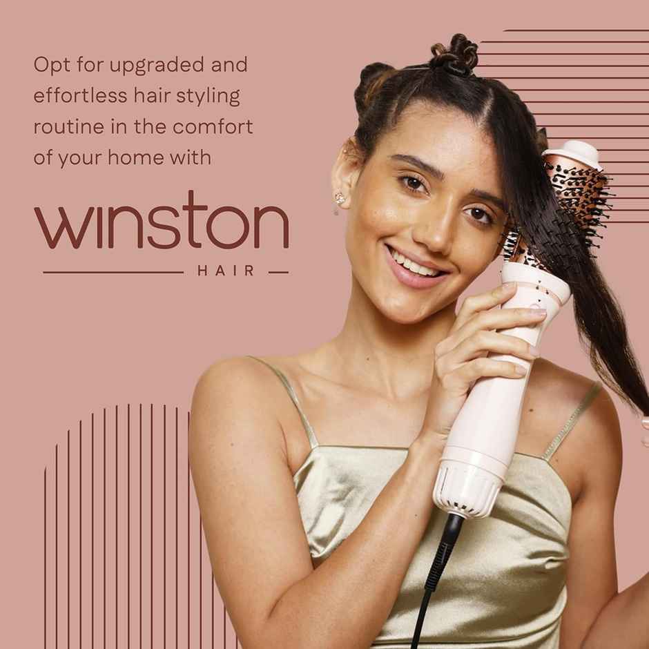 Winston 3 in 1 Hair Styling Blow Brush Blow Dryer, Curling Iron, & Volumizing Brush - Pink