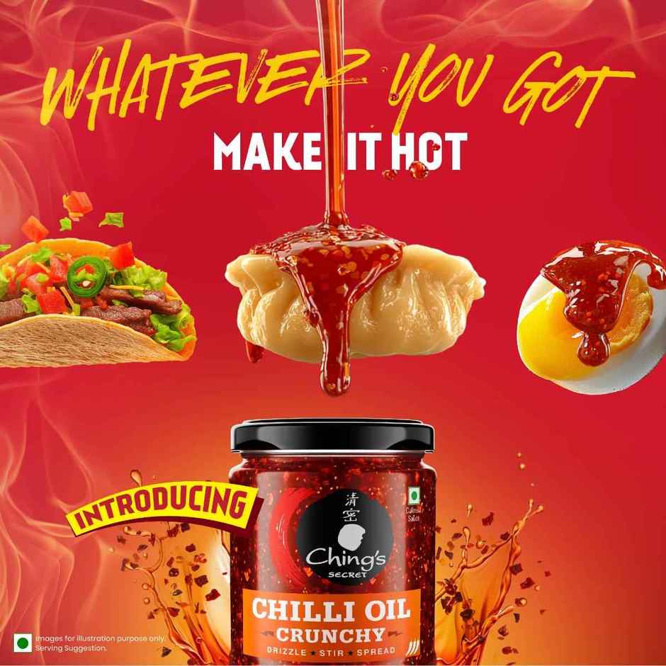 Ching's Chilli Oil Crunchy | Drizzle, Stir, Spread| Use On Noodles, Fried Rice, Dimsums