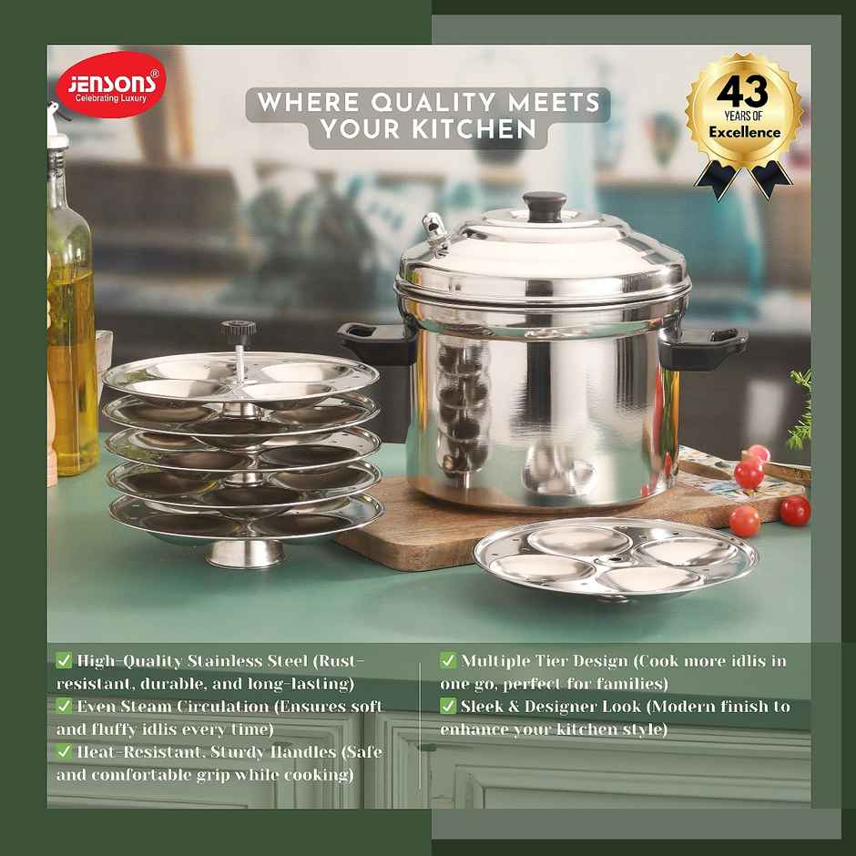 Jensons idly cooker with 24 idly Plate
