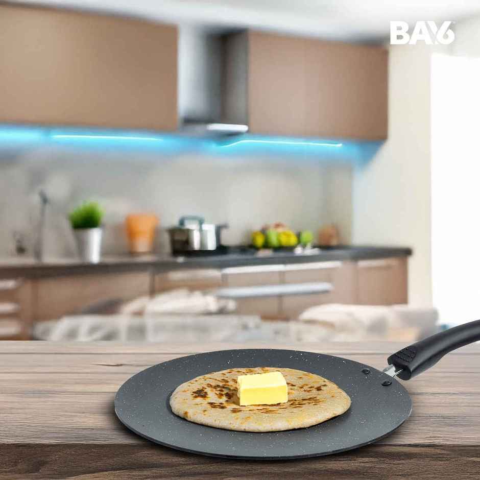 BAY6 Aluminium Nonstick Concave Roti Tawa (3mm) 27 cm - Grey
