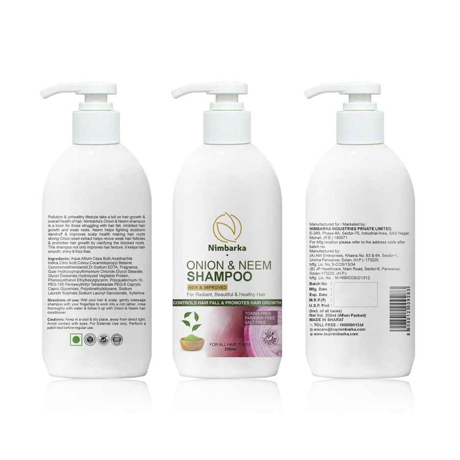 Nimbarka Onion & Neem Shampoo Controls Hair Fall & Promotes Hair Growth Paraben Free Salt Free