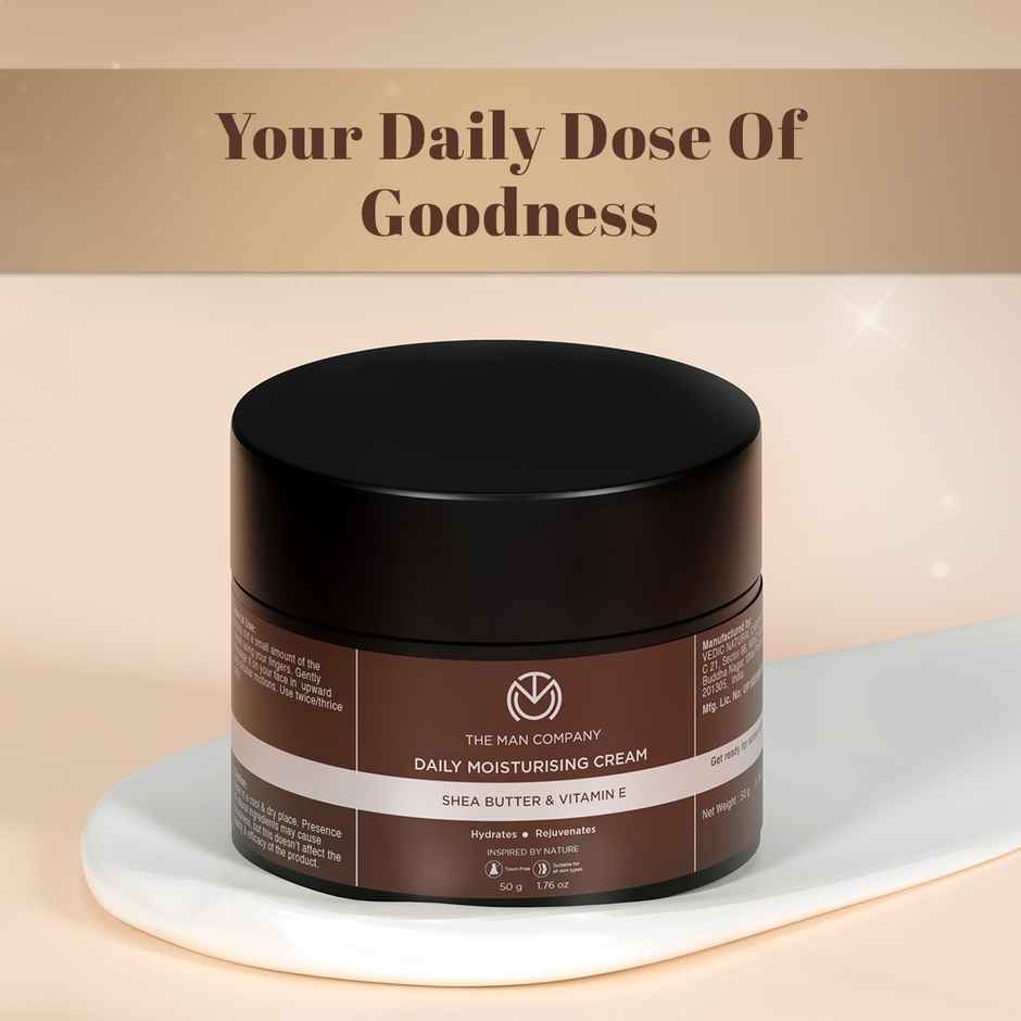 The Man Company Daily Moisturizing Cream (50gm) | Moisturizes & Hydrates with Shea Butter, Vitamin E & Coco Butter | Face Moisturizer For Men