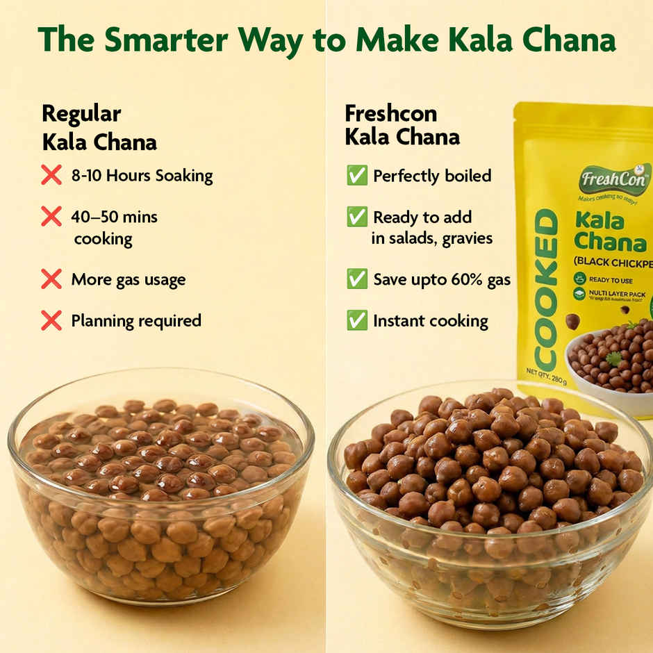 Freshcon Cooked Kala Chana | Black Chickpeas