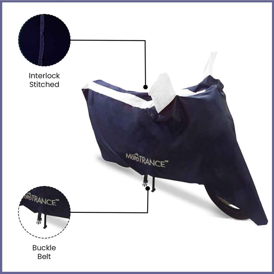 Mototrance Sporty Arc Blue White Bike Body Cover For Universal