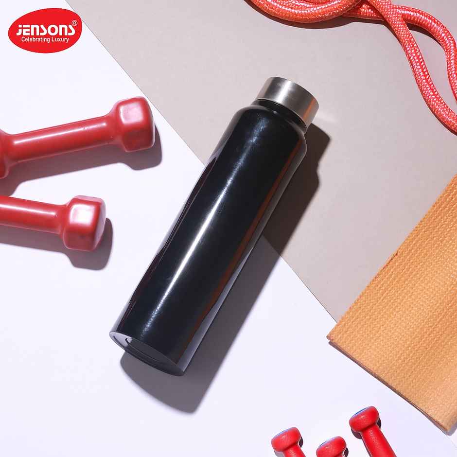 Jensons Stainless Steel Single Wall Classic Bottle | Black | 1 L