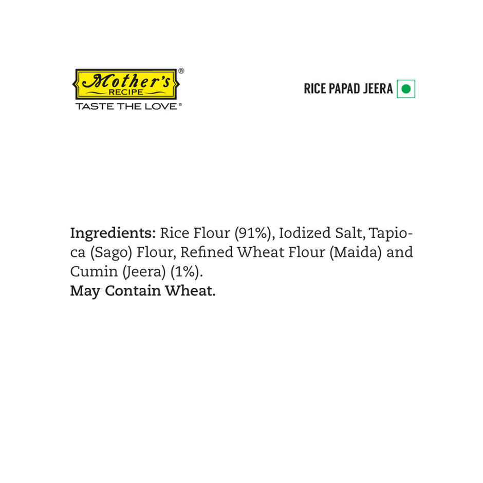 Mother's Recipe Rice Papad - Jeera