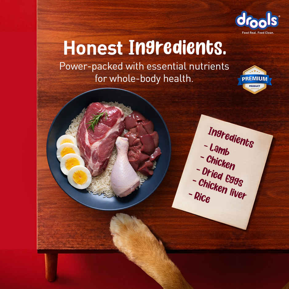 Drools Lamb and Rice Adult Dry Dog Food 2.8 kg with Free 1 kg