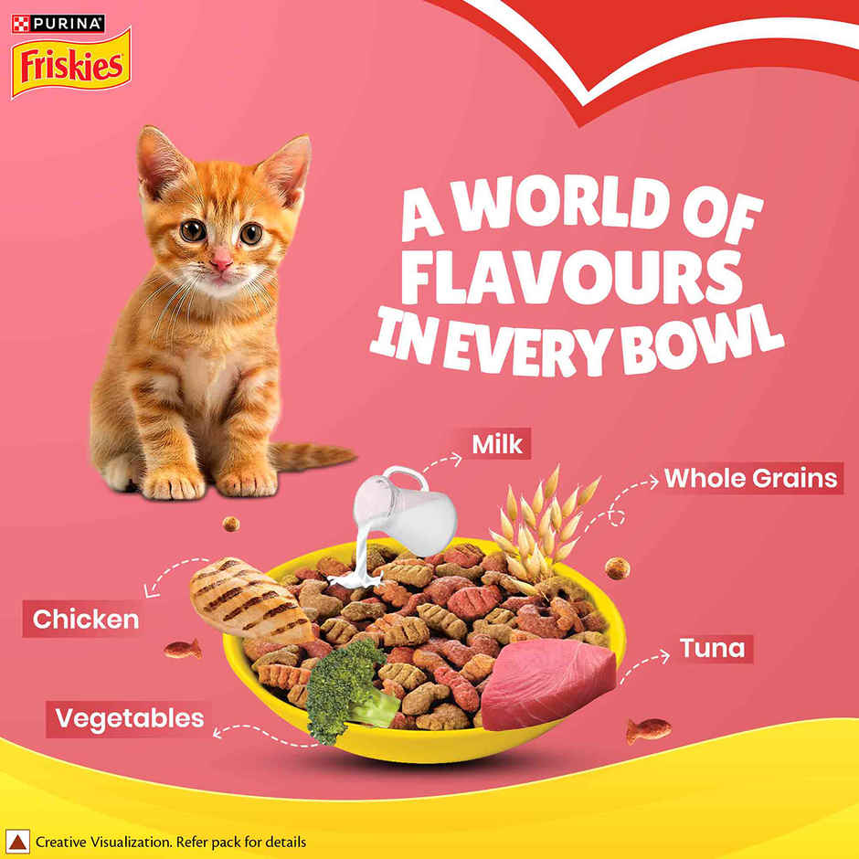 Purina Friskies Kitten Discoveries Baby Cat Food Tuna Chicken Milk Vegetables & Whole Grain Flavours