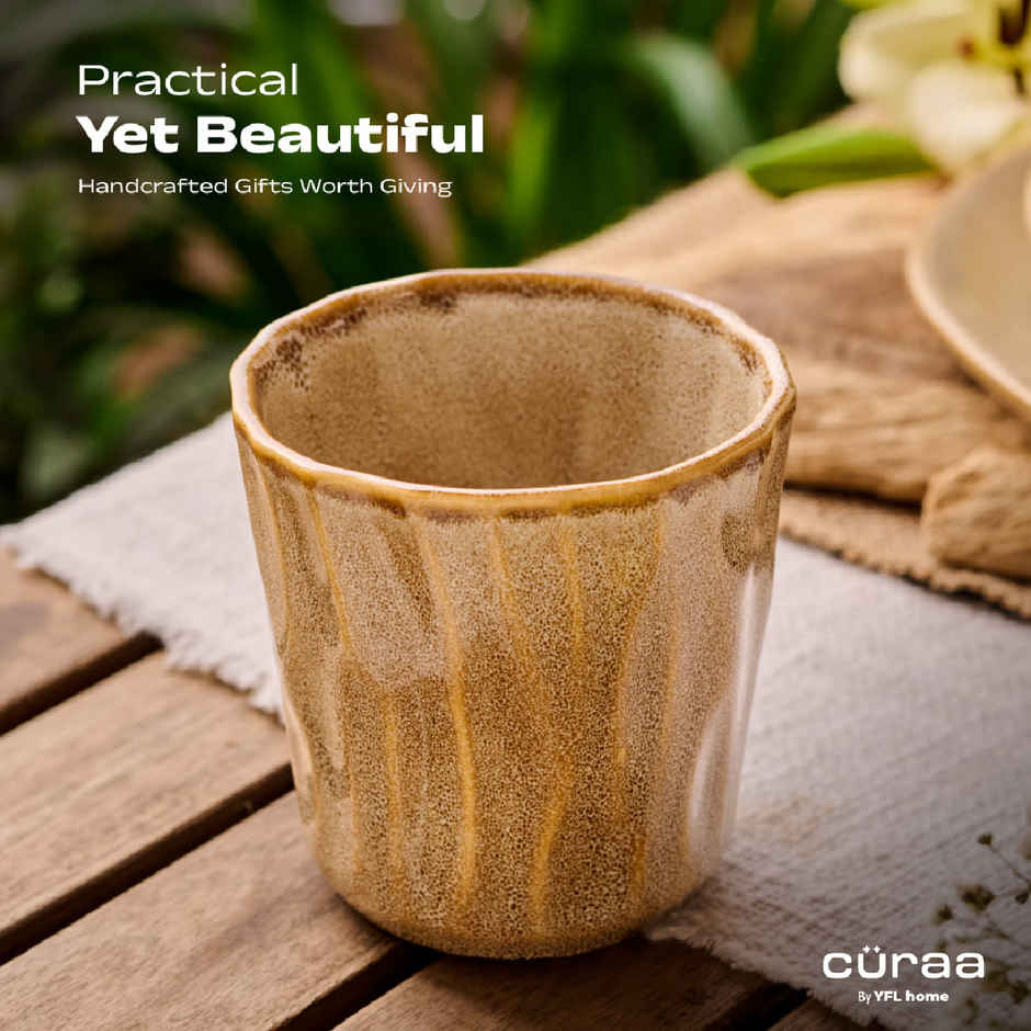 Curaa Rustic Ceramic Tumbler Set Of One For Office | Home-Travel-Gifting | Handcrafted - 280 ml