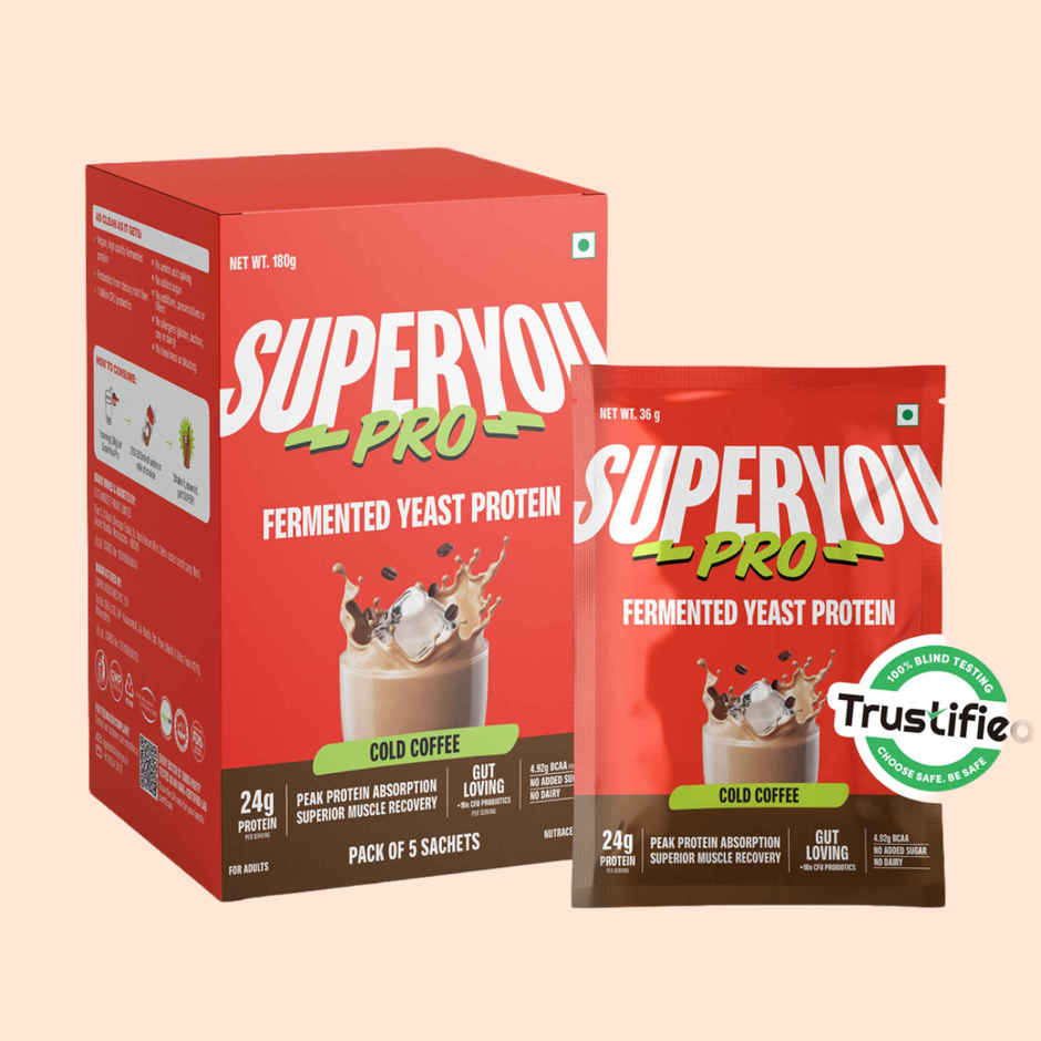 SuperYou Pro Cold Coffee Fermented Yeast Protein Satchets | 24g Protein