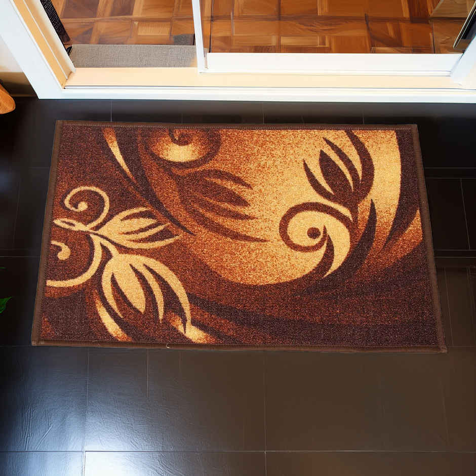 Kuber Industries Country Modern Door Mat | Solid Print Cotton Material | Water Absorbent | Brown