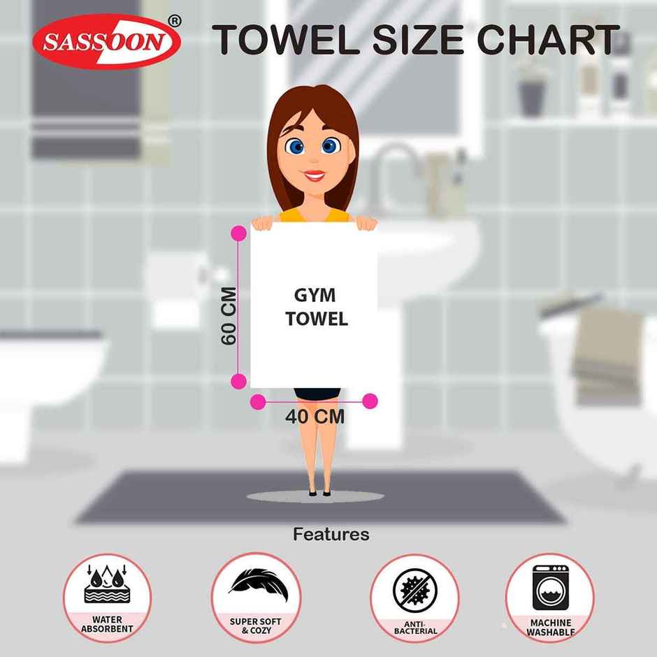 Sassoon Microfiber Gym-Sports Towel | Heaven | 40 x 60 cm