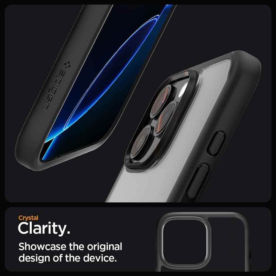 Spigen Ultra Hybrid Back Cover Case Compatible with iPhone 16 Pro (TPU + Poly Carbonate|Matte Black)