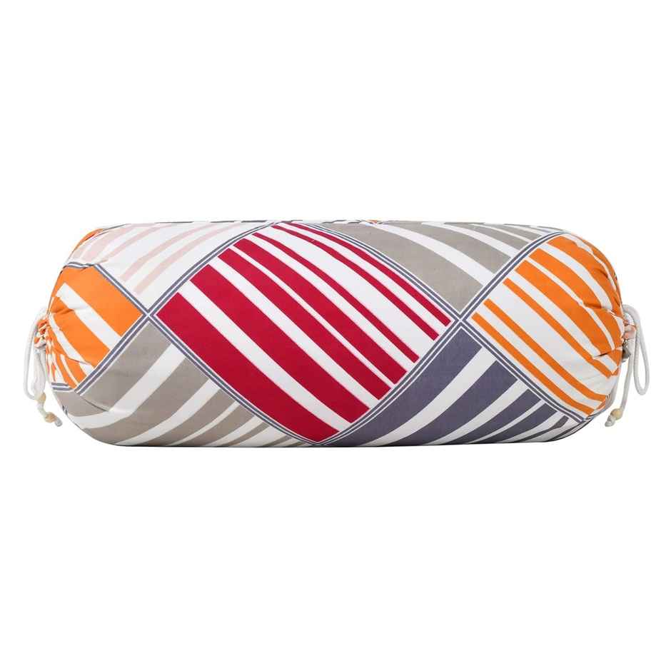 Kuber Industries Soft Bolster Pillow Cover Set of 2 for Bedroom | Living Room (Magenta & Grey)