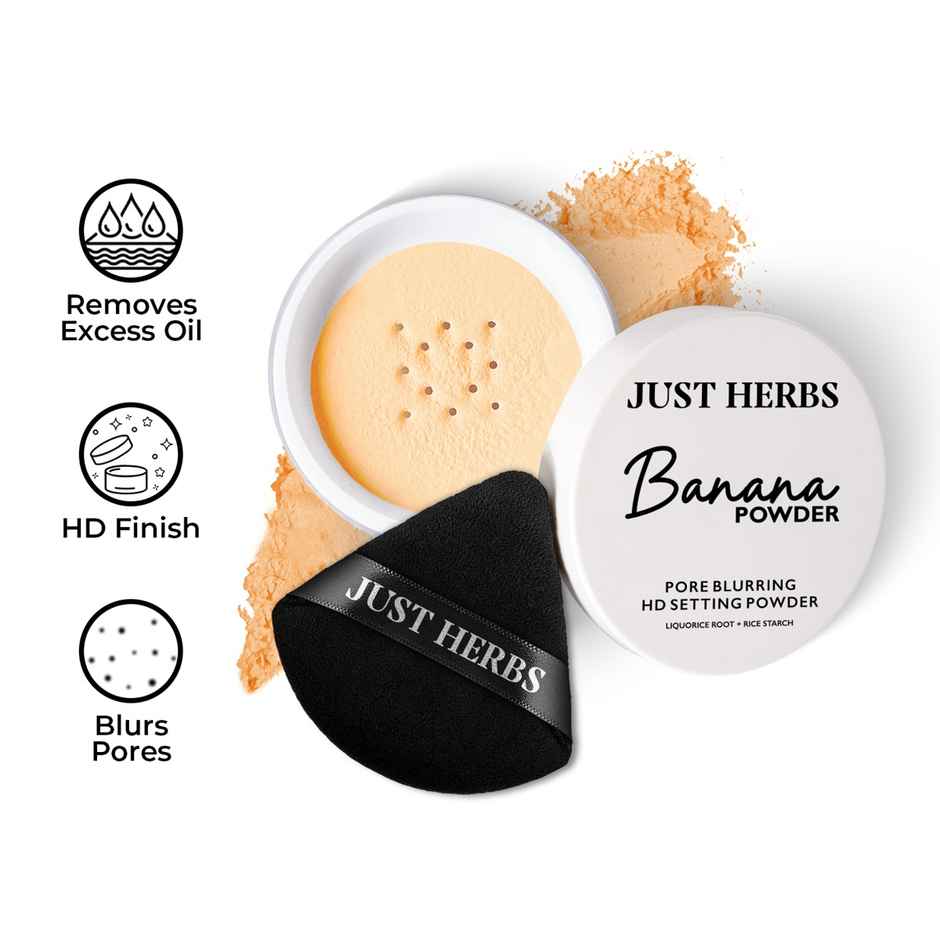 Just Herbs Pore Blurring Hd Makeup Banana Filter Setting Powder Mattifies Skin For Women Compact