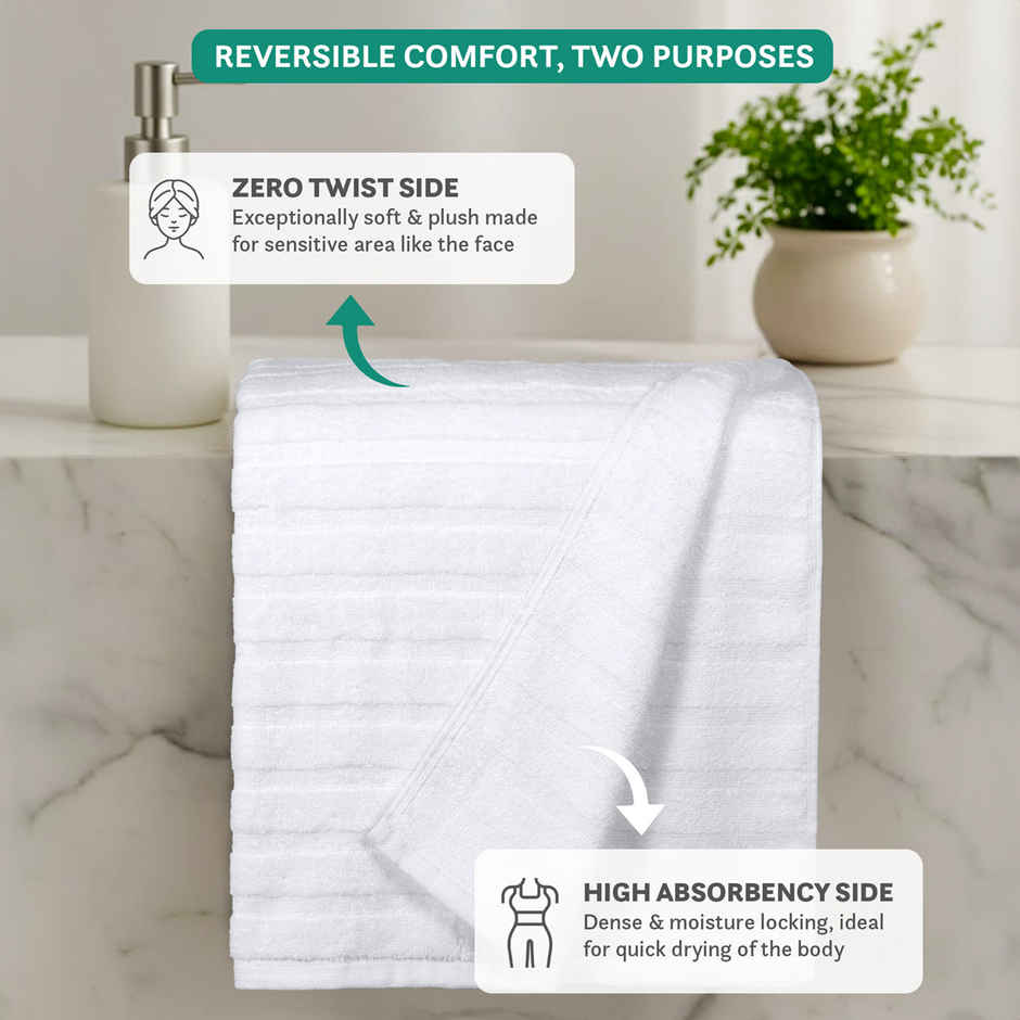 Mytrident Quick Dry Cotton Bath Towel | 28 x 56 in | White