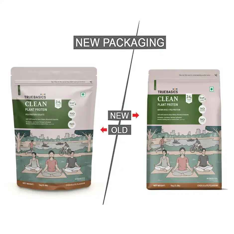TrueBasics Clean Plant Protein Powder Brown Rice + Pea Protein (Chocolate)