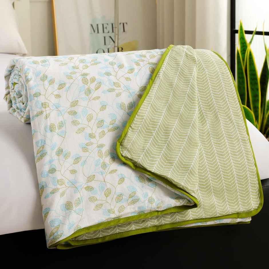 Story@home Printed Single Dohar/Duvet Cover (Cotton, Green) (220x144x2 cms)
