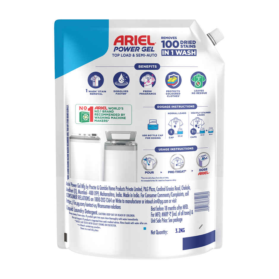 Ariel Power Gel Liquid Detergent for Top load washing machine