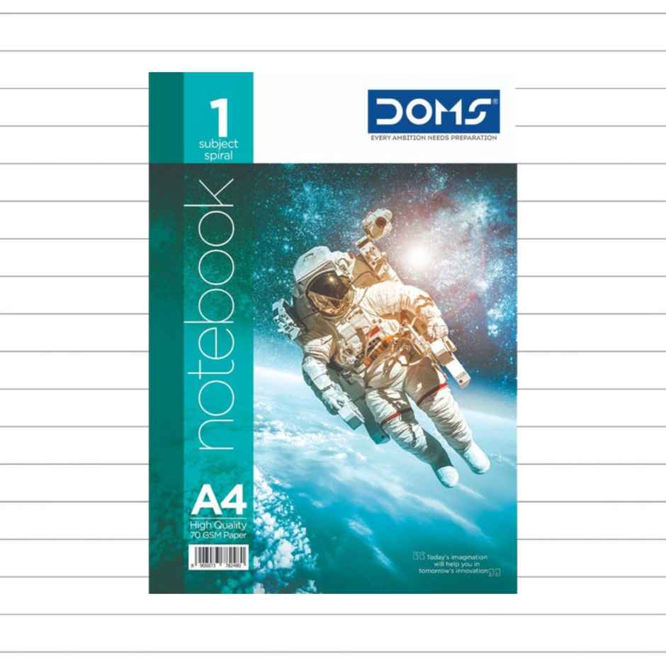 Doms 1 Subject Spiral Note Books Single Line (People'S Mind Series) - 70 Gsm Paper-160 Pages Combo