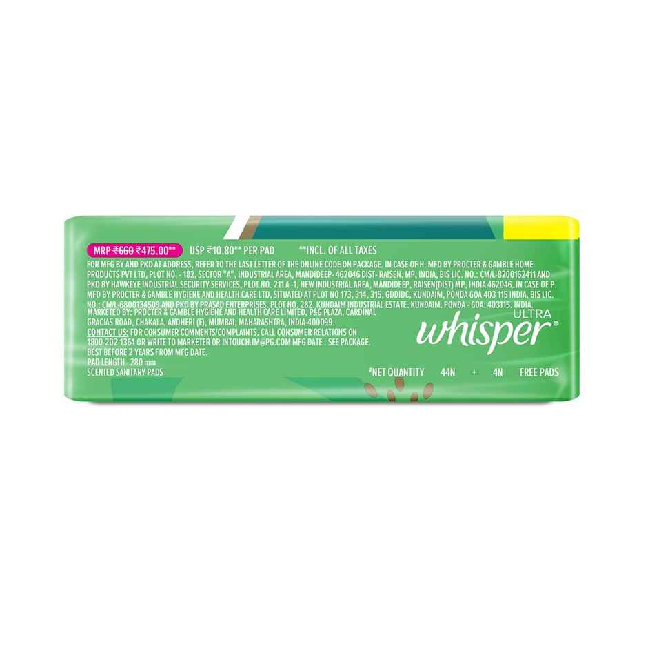 Whisper Ultra Upto No Gap No Leaks Sanitary Pads,  48 XL Pads (Based on P&G Technical Data)