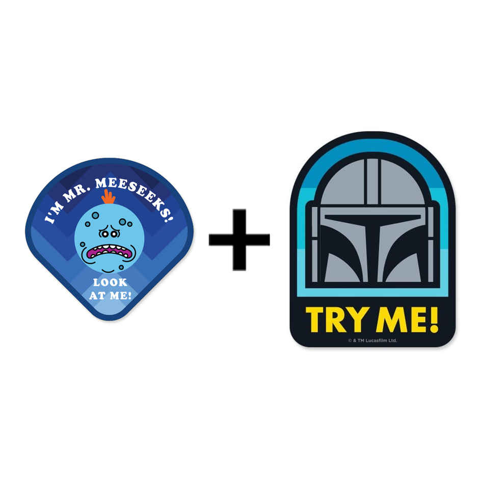 House Of Festivals Mr Meeseeks- Look At Me - Rick And Morty Official Sticker (1pc) & House Of Festivals Try Me - Star Wars Official Sticker (1pc) Combo