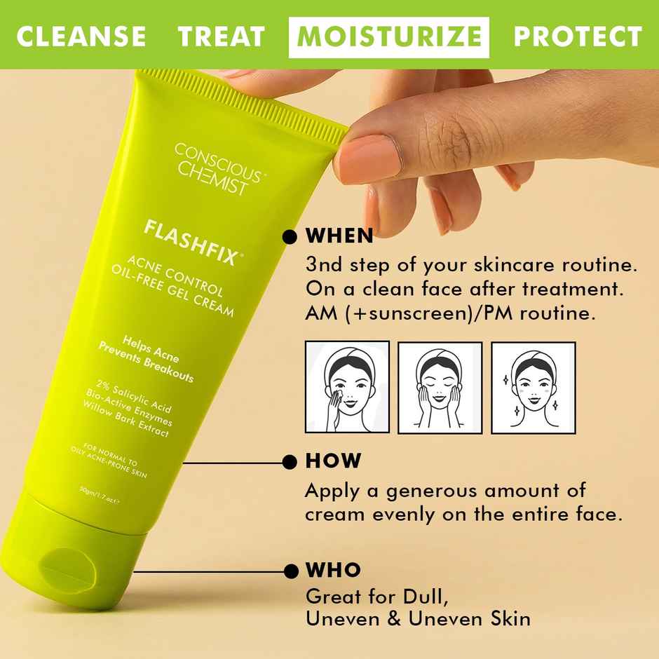 Conscious Chemist Flashfix Acne Spot Corrector Face Cream With 2% Salicylic Acid & Bio-Actives