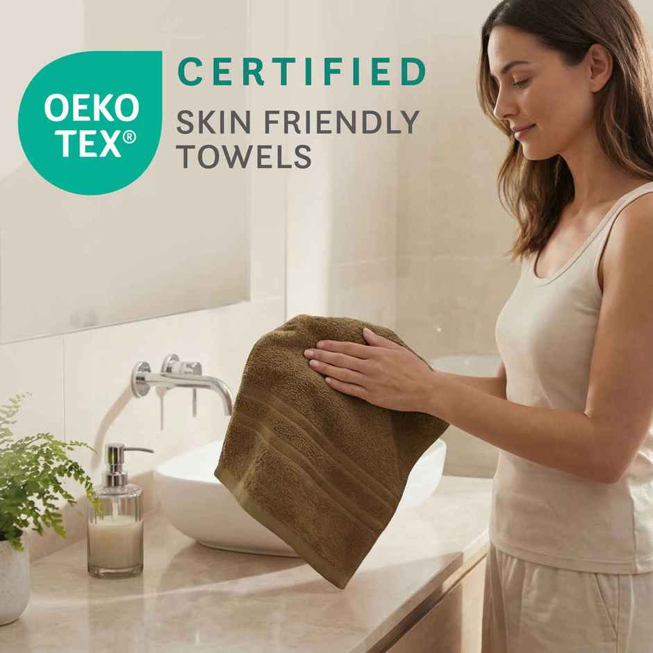 Mytrident Cotton Hand Towel | 400 GSM | Gym Towel Set - Coconut Shell