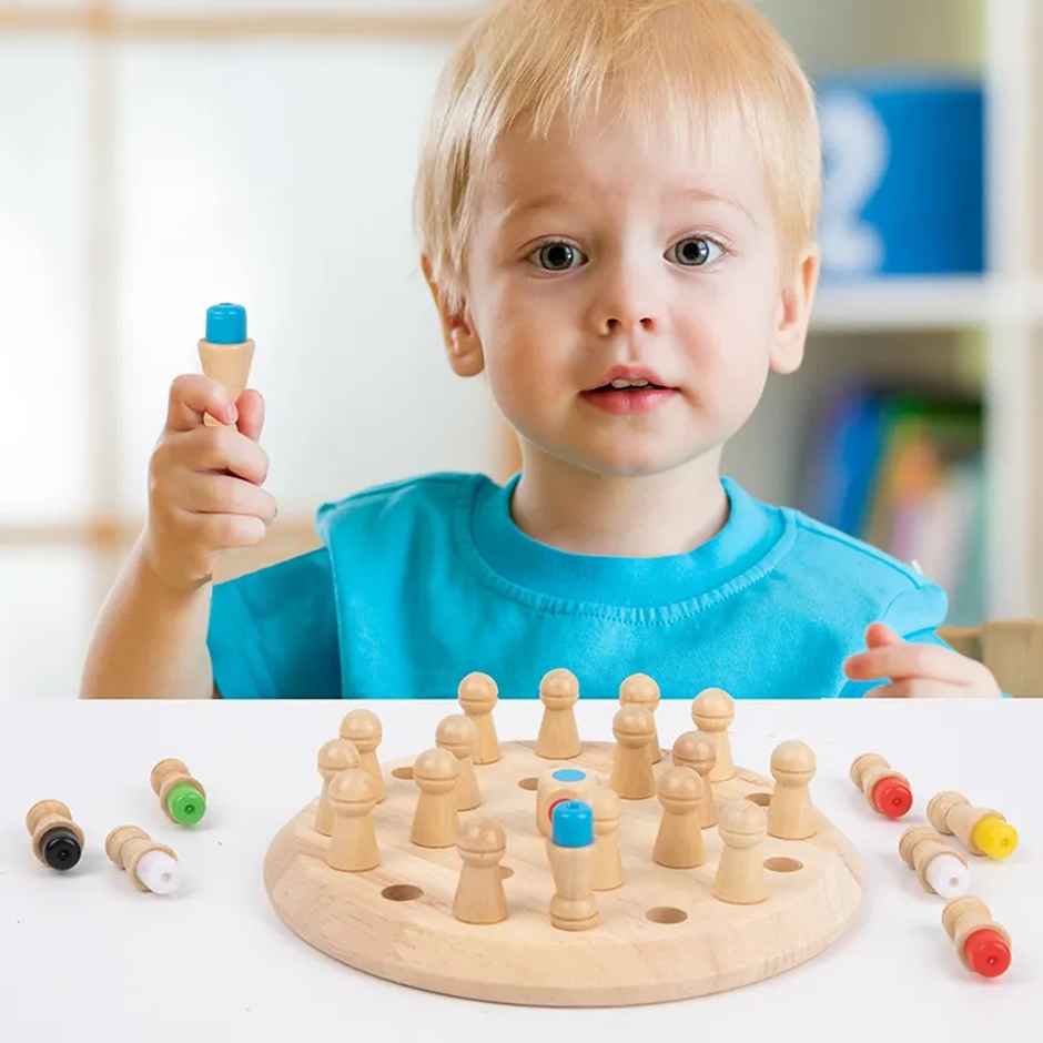 Fablue Wooden Memory Match Stick Chess Game Set Board Game for Boys & Girls - Learning Toy