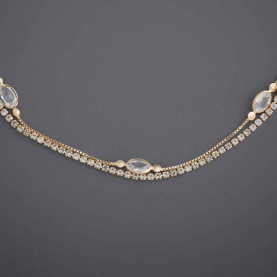 Kushal s Fashion Jewellery White Gold-Plated Zircon Trendy Payal | 441685