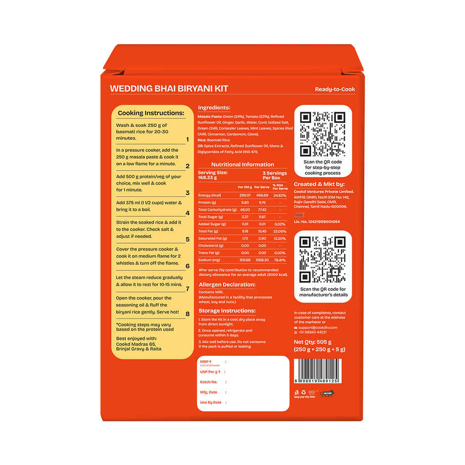 Cookd Wedding Bhai Biryani Kit - Ready to Cook | Long Grain