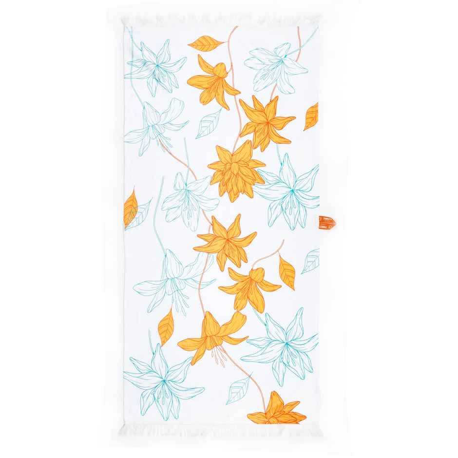 Thirsty Towel by Doctor Towels Sunlit Bloom Bamboo Bath Towel | 70 x 140 cm | 210 GSM - White Base