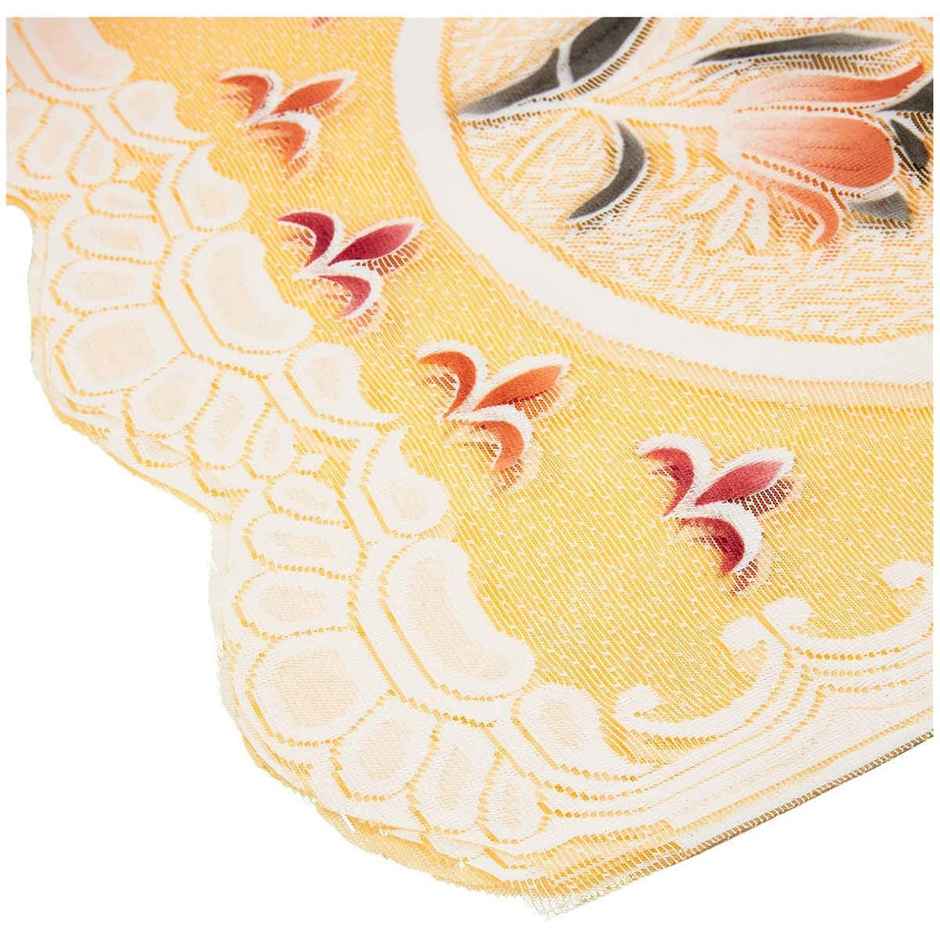 Kuber Industries Pack of 6 Cotton Flower Print 5 Seater Sofa Cover Set | Cream