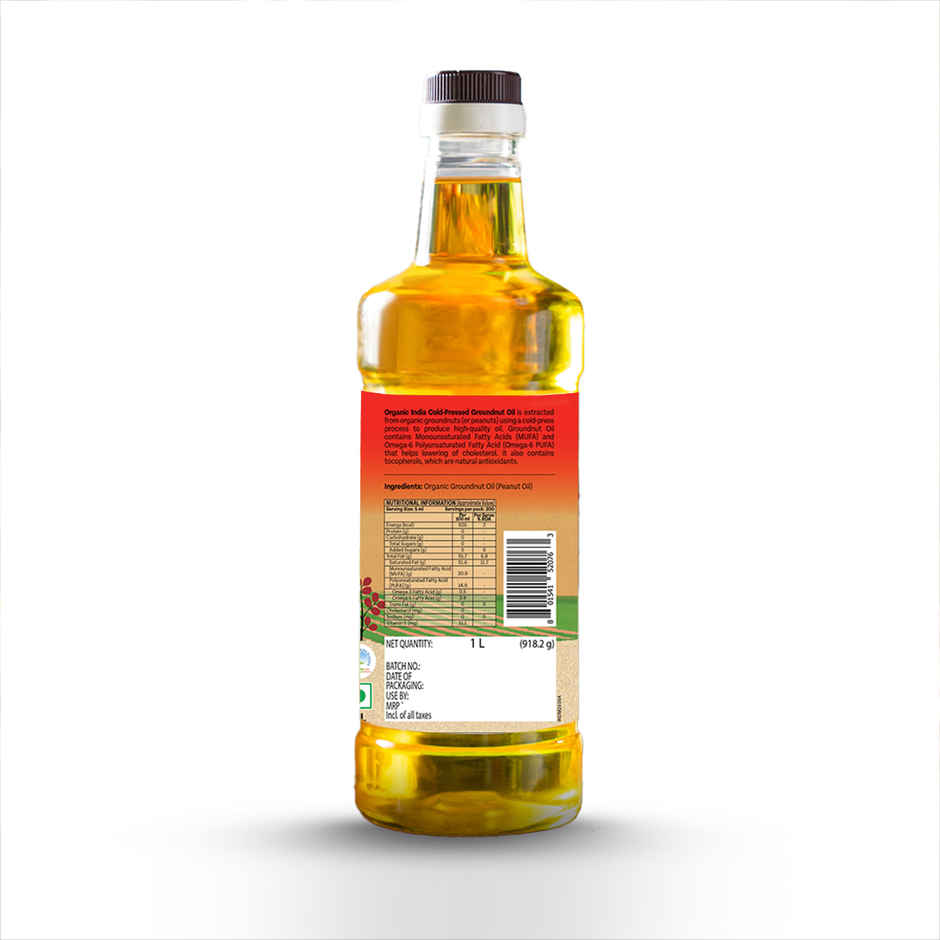 A TATA Product - Organic India Groundnut (Peanut) Oil | Cold Pressed Unrefined Oil