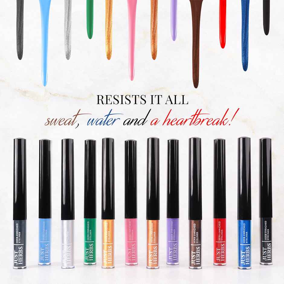 Just Herbs Liquid Eyeliner Smudgeproof, Waterproof, lasts upto 24 Hrs, Deep Black