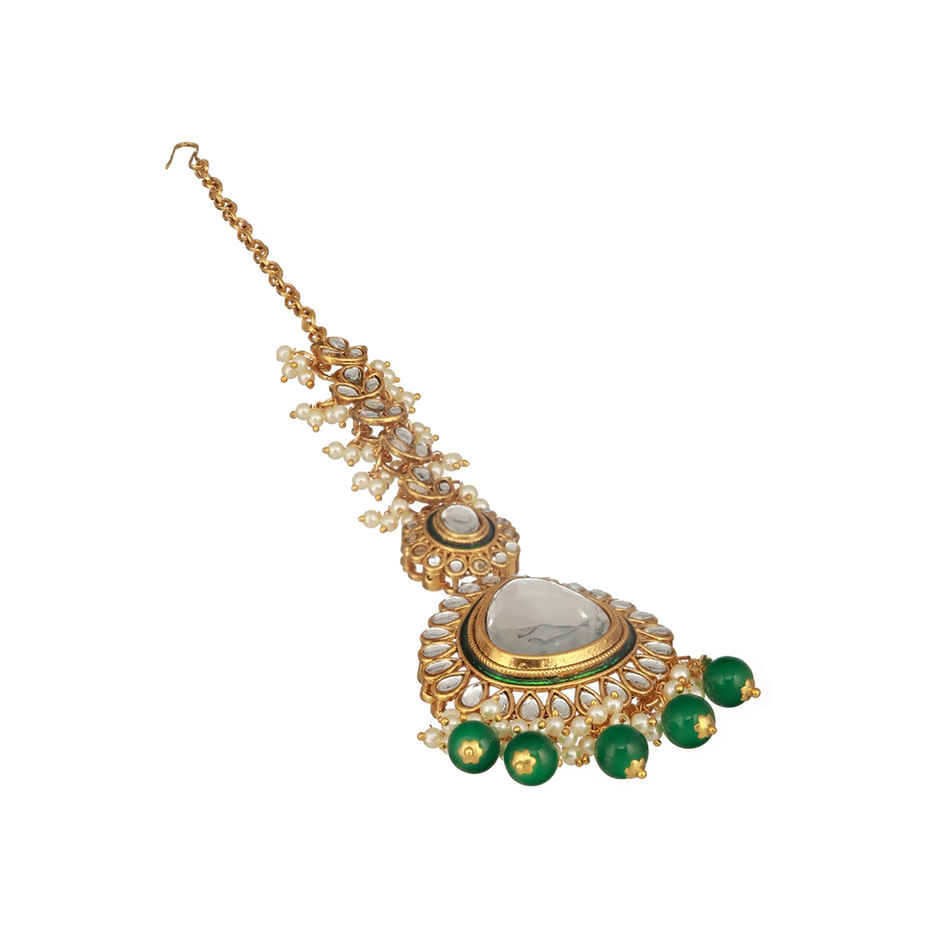 Aatmana Gold-Plated Kundan Studded Maang Tikka Head Jewellery
