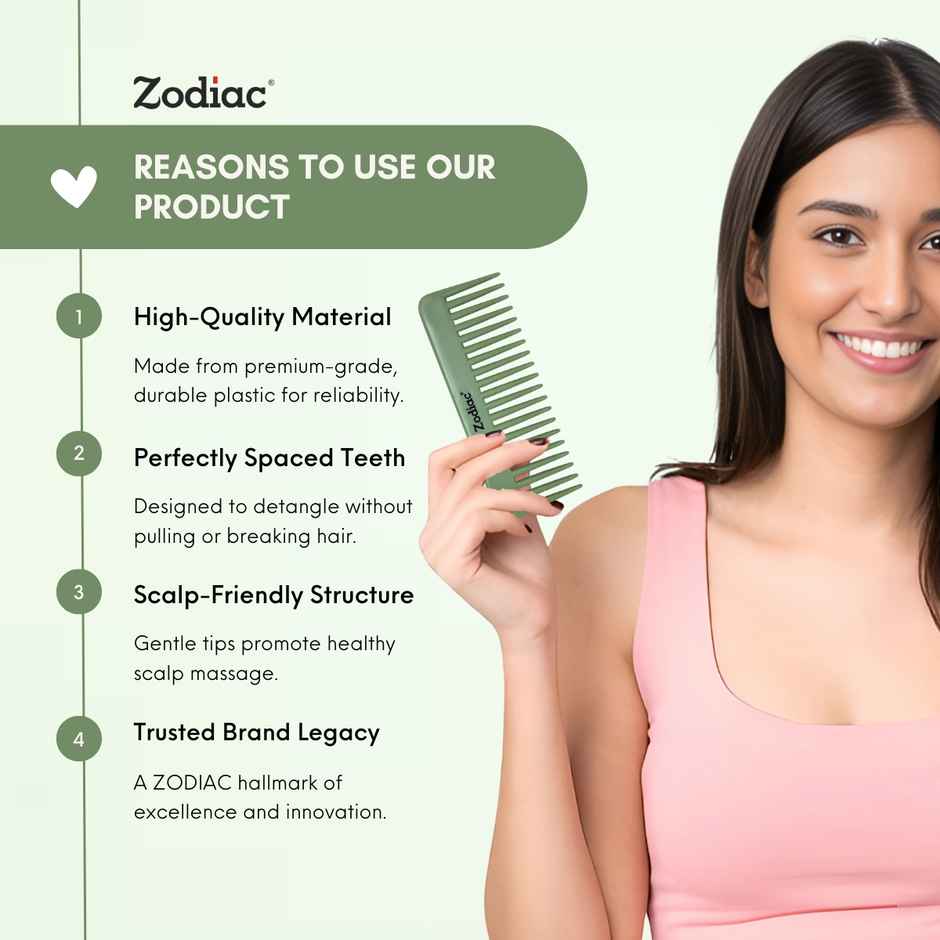 Zodiac Wide Tooth Comb | Green