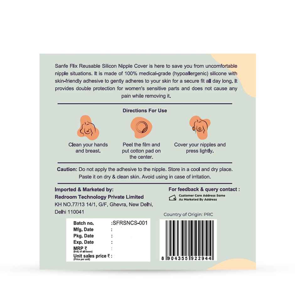 Sanfe Flix Reusable Silicone Nipple Covers | Skin Friendly Adhesive Pasties for Women