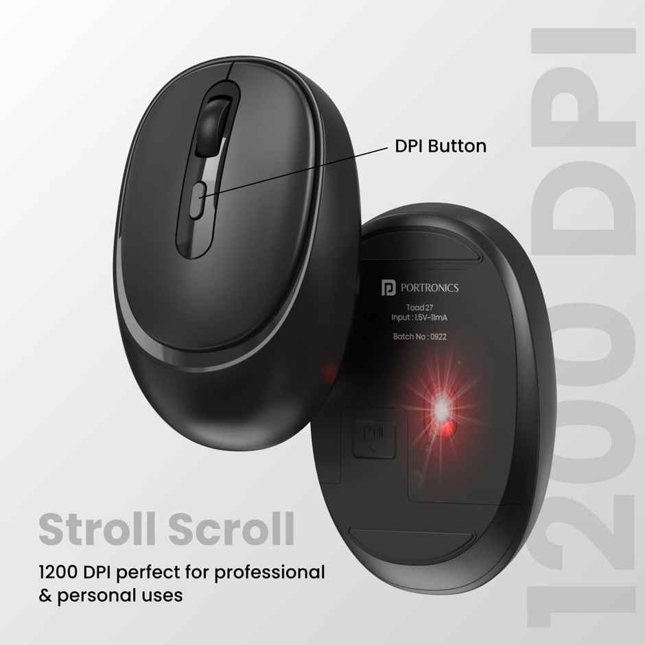 Portronics Wireless Optical Mouse Toad 27-Black