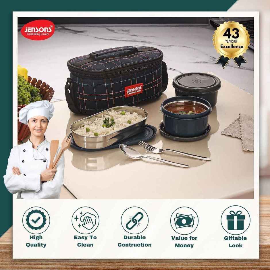 Jensons Stainless Steel Microwave Safe Wonder Lunch Box | Leak Proof Tiffin Box