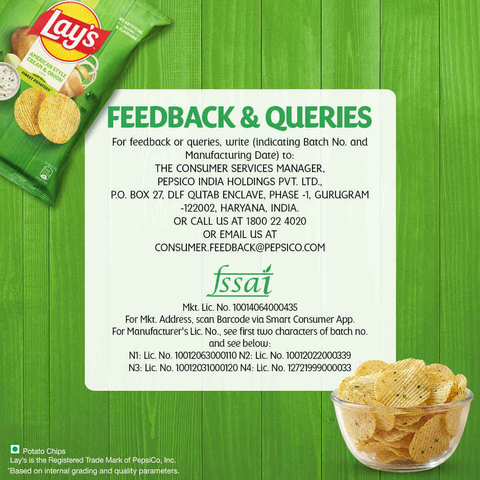 Lay's American Cream & Onion Flavour | Potato Chips