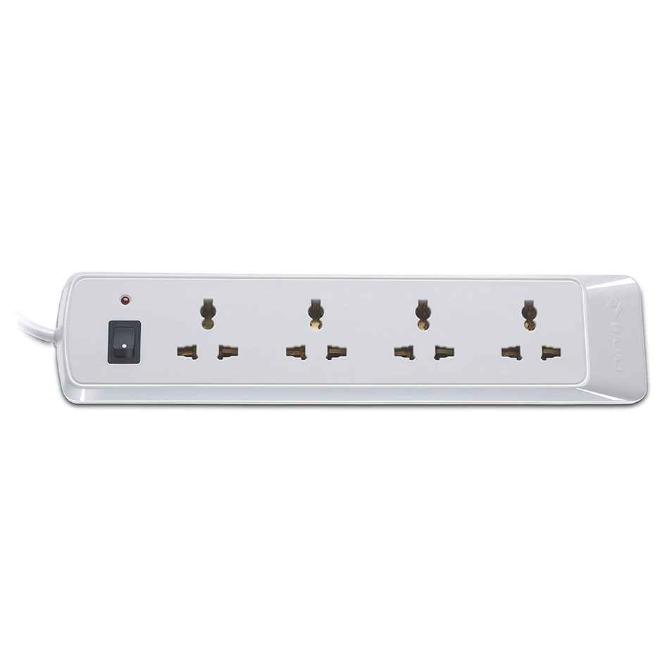 Bajaj 4 Way Spike And Surge Guard| 2 Meter Long Cable | 3-Pin Universal Sockets | Fire Retardant Cable | 250 Volts - White