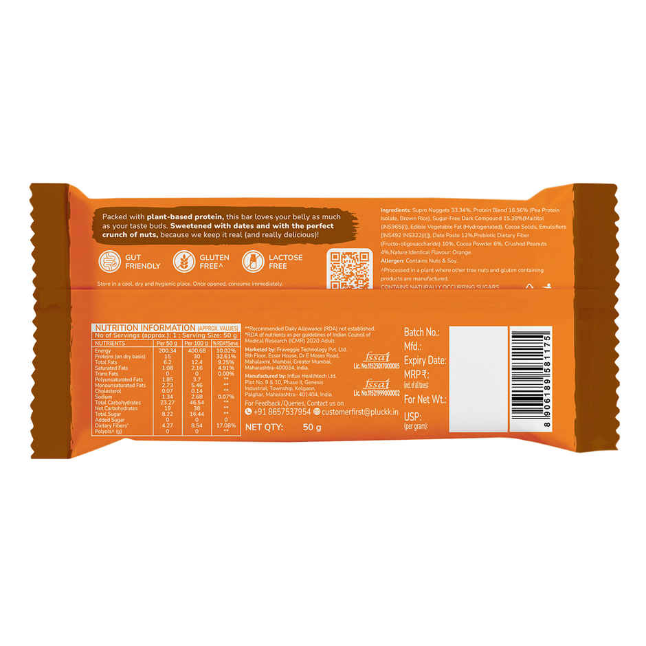 Chocolate Orange Protein Bar - No Refined Sugar | 15 g Complete Protein | Upnourish by Pluckk