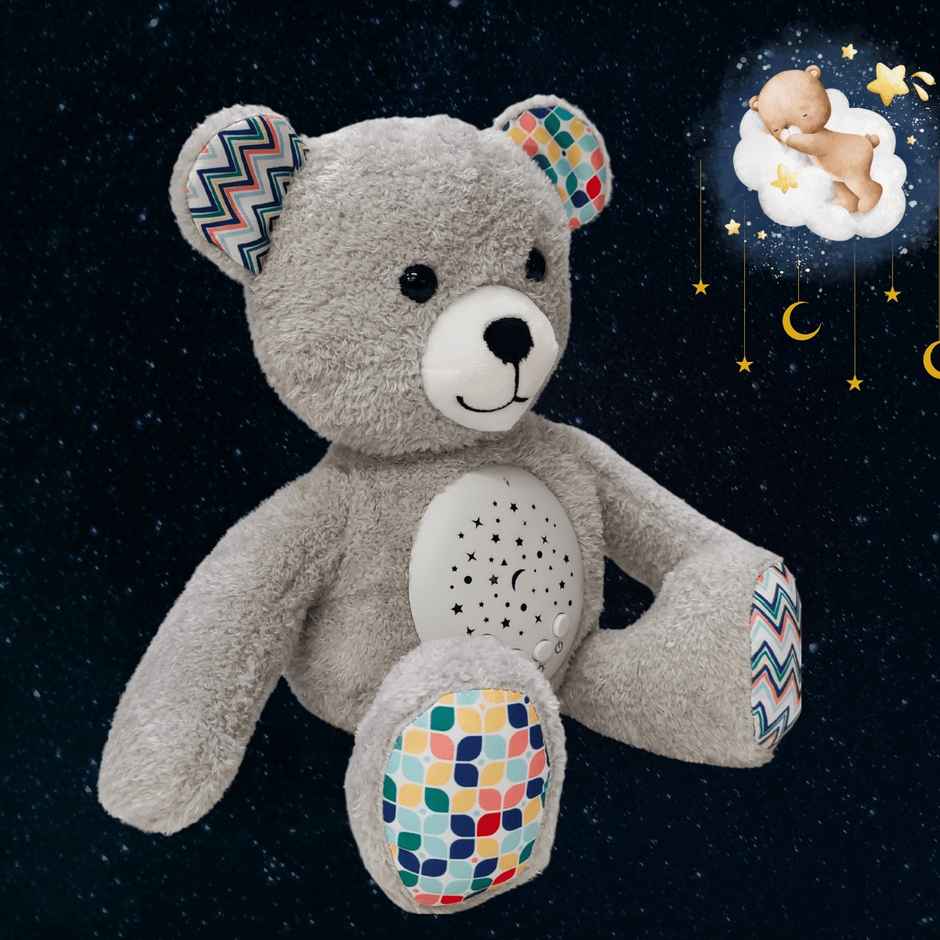 Toytales Grey Musical Toy | Electronic Toys | Star Projector | Perfect Soft Toy For Kids | Bedtime