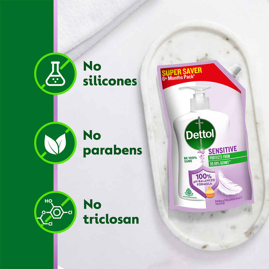 Dettol Sensitive Hand Wash Refill | Moisturizing Handwash | pH Balance | Gentle on Skin