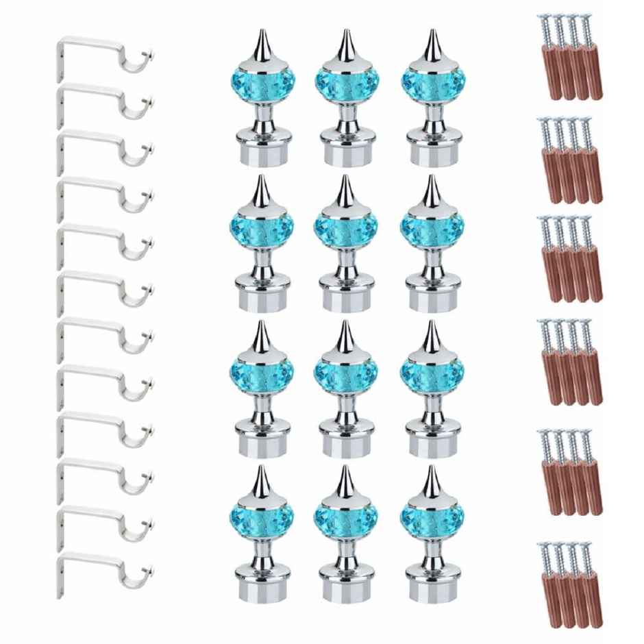 Gloxy Aluminium Single Diamond Curtain Brackets with Support Fittings 1 inch Rod
